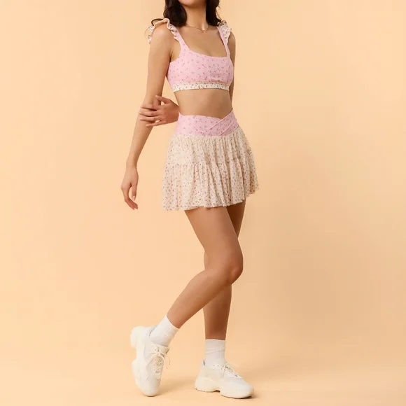 NWT Blogilates Ballerina Skort Pink Floral - Picture 2 of 13